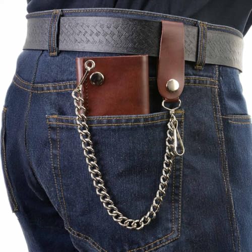 Image of Milwaukee Leather MLW7889 Men's 7.5 inch Black Premium Leather Soft Biker Wallet - Bi-Fold Anti-Theft Stainless Steel Chain