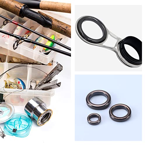 OTOTEC 40PCS Fishing Rod Ceramic Guides Ring Set 10 Sizes 4.8mm-29.9mm Outer Diameter Replacement Fishing Rod Eye Fishing Rod Repair Accessories Black - Image 4