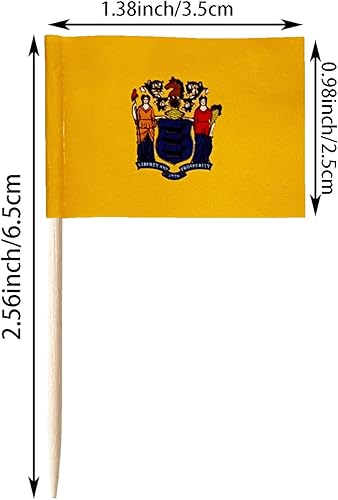 Miniatura 2 de 100 banderas de palillos de dientes del estado de Nueva Jersey de Estados Unidos y Nueva Jersey, mini adornos pequeños para cupcakes de Nueva