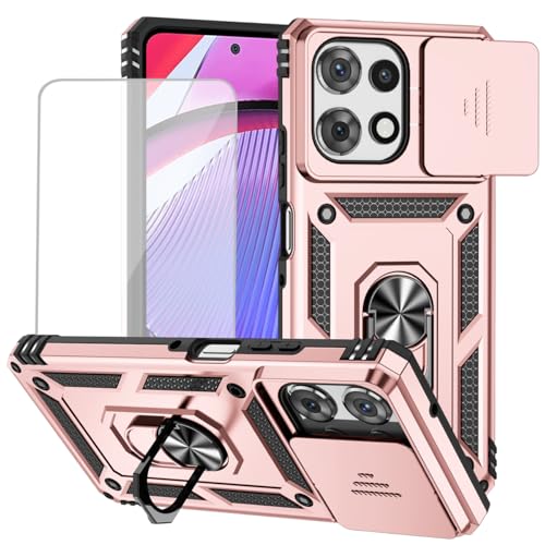 Coque Moto G Play 5G 2025 antichoc or avec anneau magnétique et verre