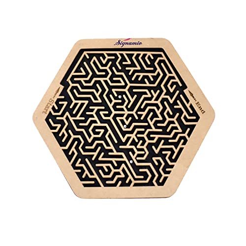 Image of SIGNAMIO Indoor Wooden Puzzle Game Hexagon Maze Ball - Engaging Mind Games for Kids & Adults, Perfect Brain Teaser & Time Pass Activity, Ideal Wooden Board Game for All Ages