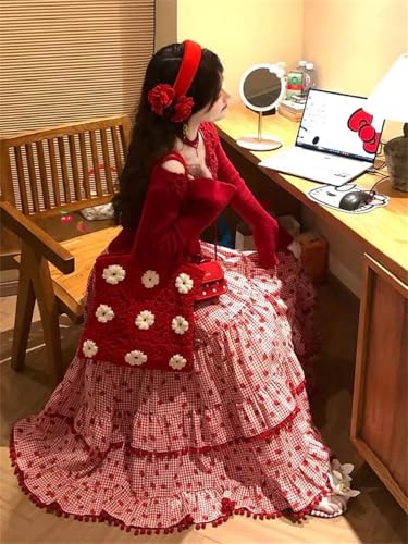 Women Sweet Skirts Ball Stretch High Waist Vintage Loose Elegant Long Skirt3