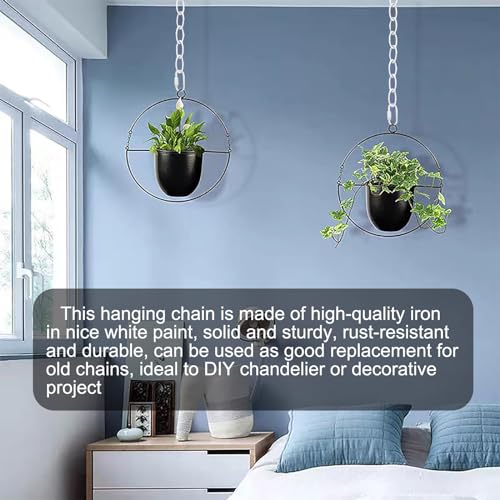Image of 4mm Diameter 10 Ft Long Hanging Chain Lighting Fixture Chain with Connection Link Lock (White), AM-TH-CHAIN10FT4MM