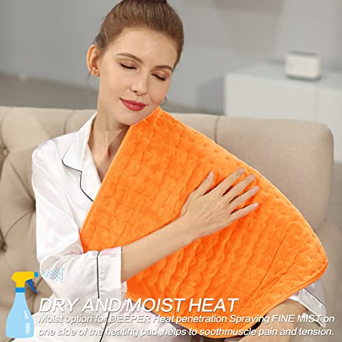 Image of Deepsoon Heating Pad,Electric Heating Pads for Back,Neck,Abdomen,Moist Heating Pad for Shoulder,Knee,Arms,Legs,Dry /Moist Heat & Auto Shut Off,Christmas Gifts for Men and Women,Orange,24x20 Inch