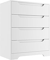 Vista 1 de Cozy Castle Cómoda Moderna de 4 Cajones Organizador de Almacenamiento, Cómodas de Madera y Cajoneras con Riel de Metal Liso, Blanco