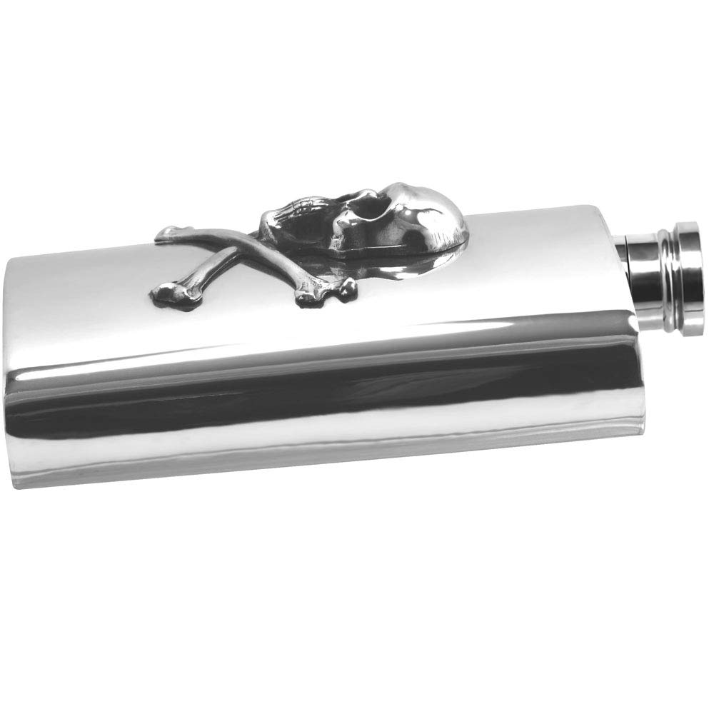 English Pewter Company 6oz Skull & Cross Bones Liquor Hip Flask [SF670]