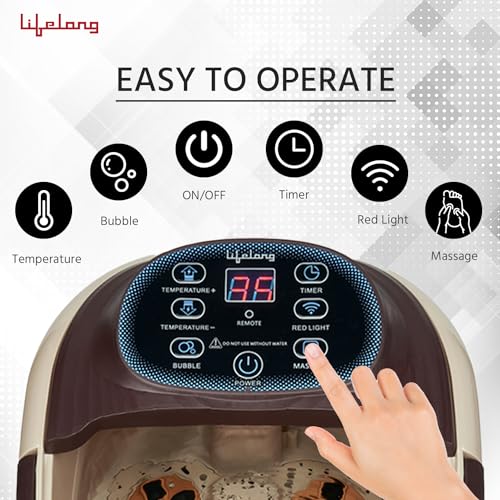 Lifelong LLM279 Corded Electric Foot Spa and Massager with Automatic Rollers, Digital Panel, Bubble Bath & Water Heating Technology for Pedicure, Pain relief & Foot Care (1 Year Warranty) Brown view 2