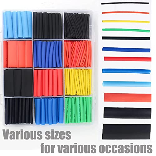 Image of DIY Crafts 50x, Unsorted, Mixed Color Waterproof Heat Shrink Tubing Kit Wire Shrink Wrap Tube 3:1 Insulation Electrical Cable Wire Assortment Electric Insulation Heat(50x, Unsorted)