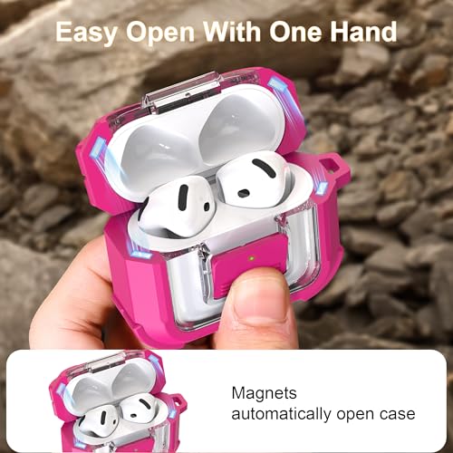 Image of RFUNGUANGO for AirPods 5 /4 Case (2026 /2024) with Lock, Rose Red