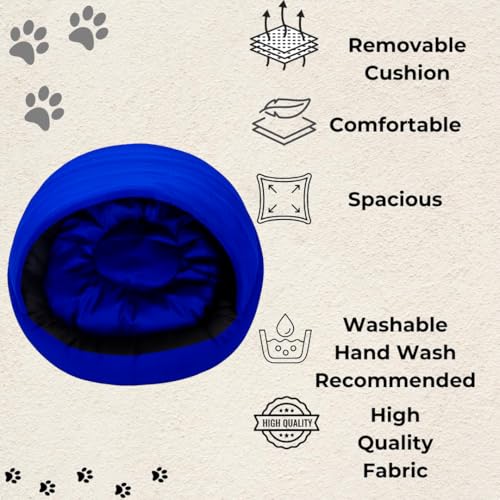 Image of GDB Cotton Premium Cozy Cove Blue Pet Bed for Cats and Medium Dogs Soft, Washable, Cave-Style Sleeping Bed with Anti-Slip Bottom Medium Blue Black.(LWH 61X61X15 CM)