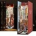 FUNPOLA 3D Puzzle Book Nook Kit, DIY 3D Sujetalibros LED Rompecabezas de Madera, Sujetalibros Estante Insertar Kit de ensamblaje con Sensor de luz LED (Viaje en Venecia)
