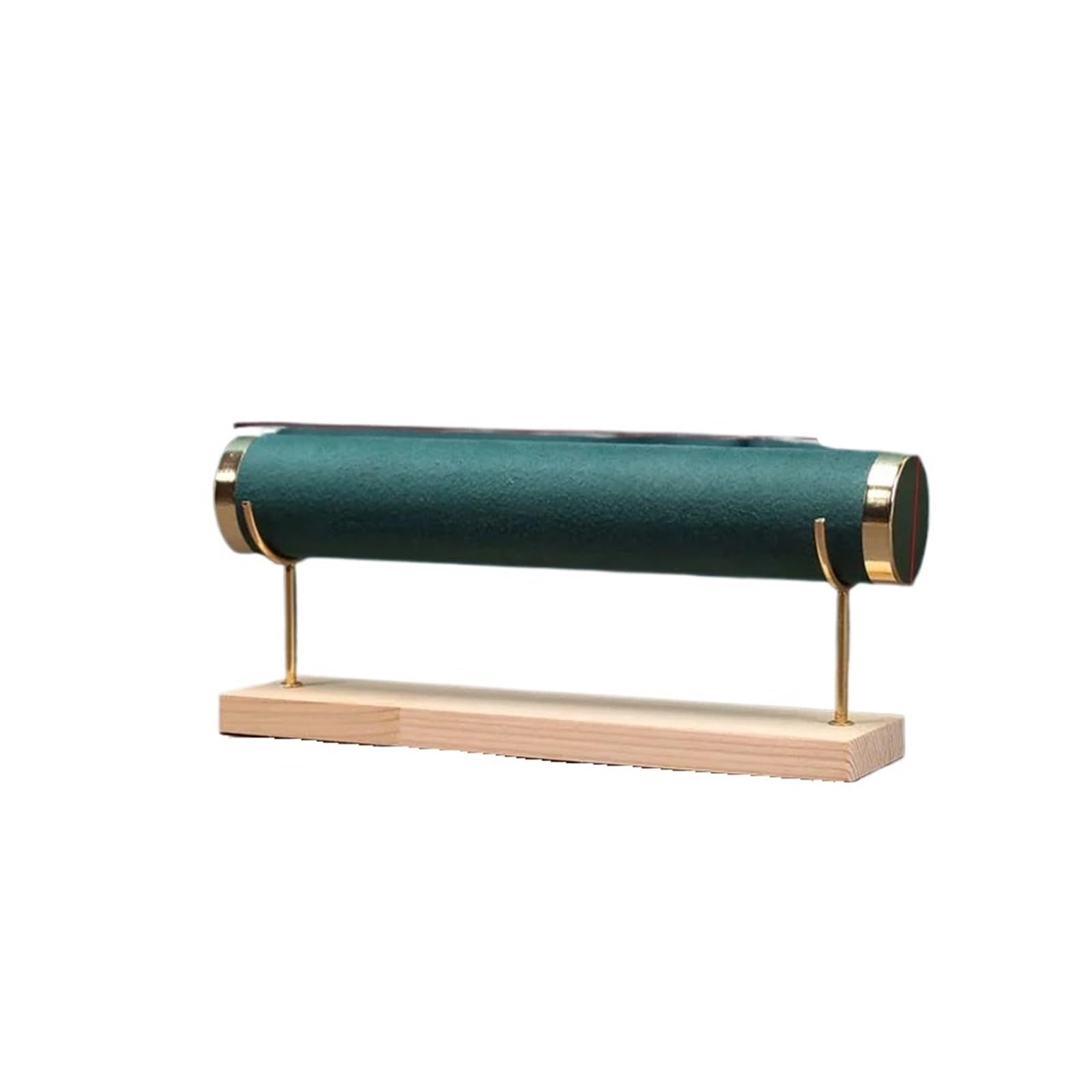 XPJYUA Watch Stand Wood Base Jewelry Display Bracelet Watch Chain Rack Stand for Bangle Necklace HeadBand Organizer Detachable Shelf(Gark Green Velvet)