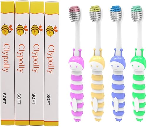 Miniatura 5 de Cepillo de dientes de abeja para niños, cerdas suaves envueltas individualmente, cabeza de cepillo de tamaño infantil, para niños pequeños y niños