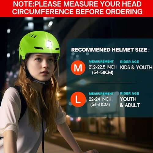 DKONI Fahrradhelm für Erwachsene, USB-aufladbare Vor- und Rücklichter (Zitronengelb, L: 56-61cm) – Ansicht 2