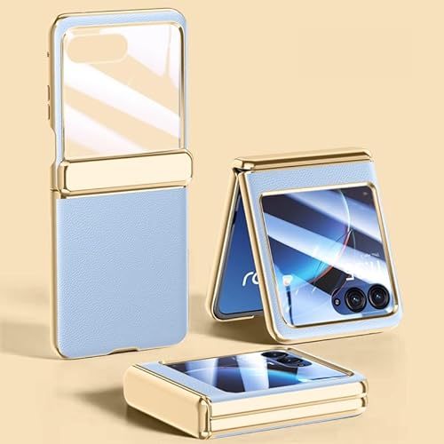 Motorola Razr 40 Ultra�P�[�X�Ή��̓d�b�ی�P�[�X�A�����d�C���b�L�q���W�ی�PU���U�[+�n�[�hPC�V�F�������^�X�����P�[�X(Blue)