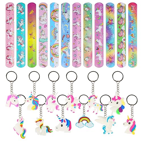 24 Piezas Cumpleaños Unicornio Regalo de Fiesta, 12 Pulseras de Bofetadas de Unicornio + 12...