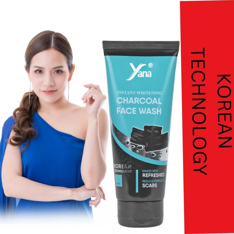 YANA INSTANT WHITENING CHARCOAL FACE WASH / CHARCOAL FACE WASH FOR OILY SKIN FOR MEN AND WOMEN NATURAL