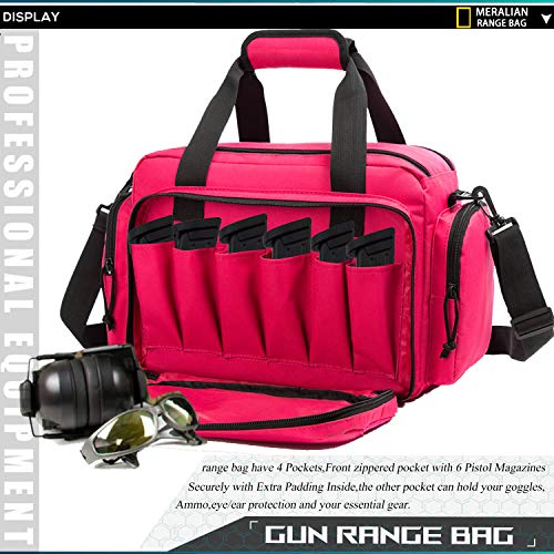 MERALIAN Range Bag -Tactical Gun Range Bag for Handguns,Pistols and Ammo.Padded Shooting Range Duffle Bag for Hunting Shooting Range Sport. (Pink)