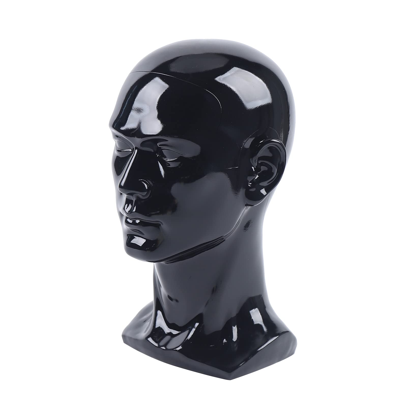 Cabeza masculina de PVC para peluca, cabeza decorativa, maniquí, sombreros y gafas, 50 x 30 cm, negro claro