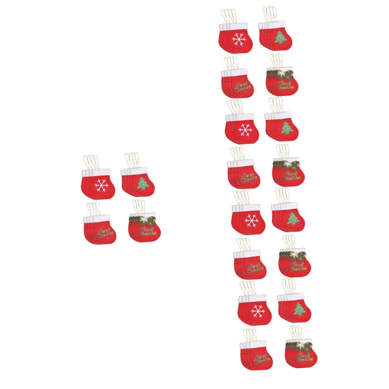 ABOOFAN 5 Sätze Schöner Anhänger Weihnachtsdekorationen Dekoriert Weihnachtsstrümpfe Kleine Weihnachtsstrümpfe Aus Filz Strümpfe Weihnachten Mini-strümpfe Stoff Rot 16 Stück * 5