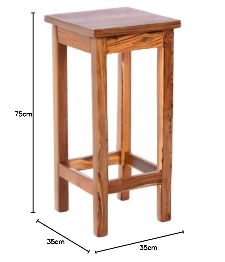 Image of Classic Solid Wood Saddle-Seat Kitchen Counter Stool Set of one| Dark Teak Wood Polish | Bar Stool | Bar Chair | Haigh Stool (Design-3)