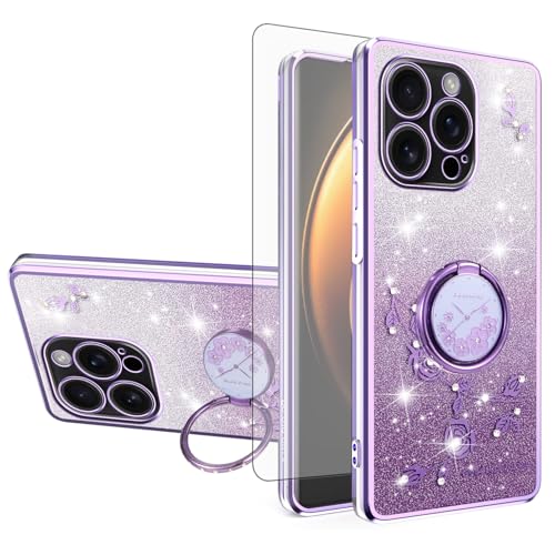 Coque iPhone 16 Pro Max transparente avec bague support et verre trempé