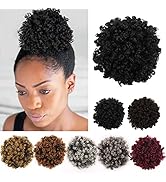 Curly Wavy Afro Puff Drawstring Ponytail Hair Extension for Black Women Loose Wave Short Mini Afr...