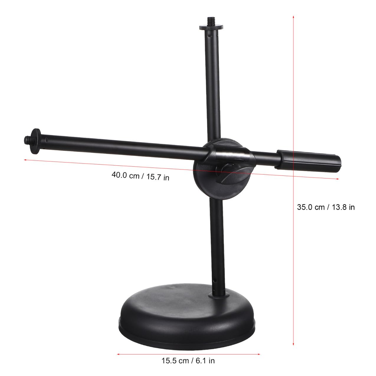 Supporto per Microfono da Tavolo Telescopico e Regolabile Clip e Supporto per Telefono, Base Stabile per Podcasting, Registrazione e Uso Casalingo