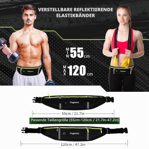 PEGINMOL Laufgürtel für Handy, Lauftasche Jogging Wasserdicht mit 3 Taschen – Ansicht 2
