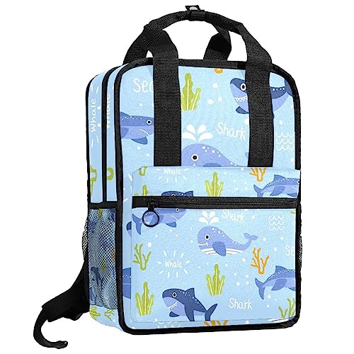 Sac à dos garçons animaux marins 35cm multicolore avec bretelles réglables pour l'école
