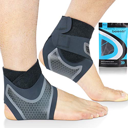 Beister 1 Pair Ankle Support Breathable Neoprene Compression Ankle Brace for Men and Women, Elastic Sprain Foot Sleeve for Sports Protect, Arthritis, Plantar Fasciitis, Achilles tendonitis, Recovery