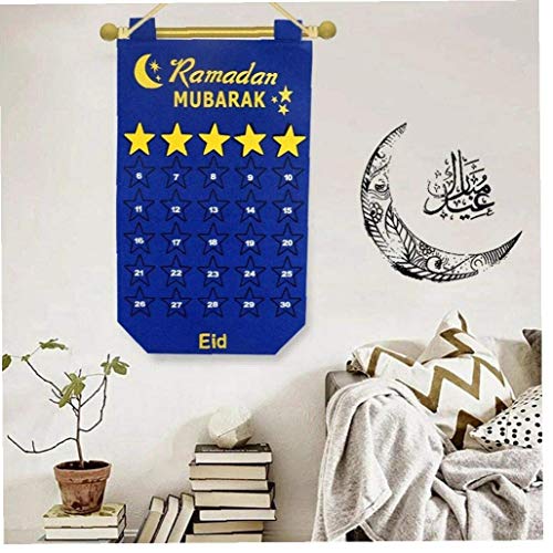 Eid Mubarak Calendar Ramadan Countdown Kalender Hanging Mubarak Decoraties voor Eid Ornaments Blue - Image 3