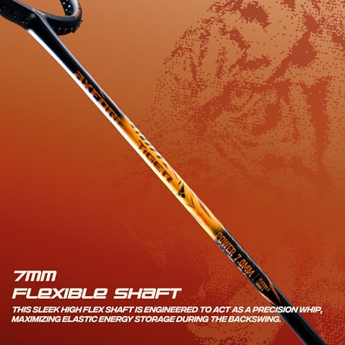 Image of Li-Ning Axforce Tiger Strung Badminton Racquet for Professional Players| 32 LBS Max Tension | Head Heavy | 7mm Flexible Shaft | Carbon Fibre Frame