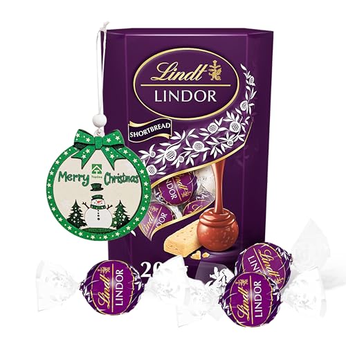 Shortbread Biscuits Lindt Chocolates Truffles - Limited Edition Milk Chocolate Truffles with Shortbread Pieces 200g & Christmas Tree Decoration for Chocolate Gifts or Christmas Stocking Fillers