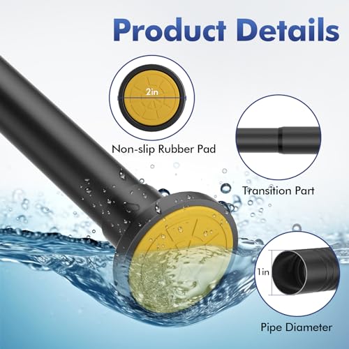 Shower Curtain Rod Adjustable 32\"-80\", No Drill Curtain Rod Black Tension Shower Curtain Rod Stainless Steel Rust Proof Shower Rods for Bathroom, Shower Stall