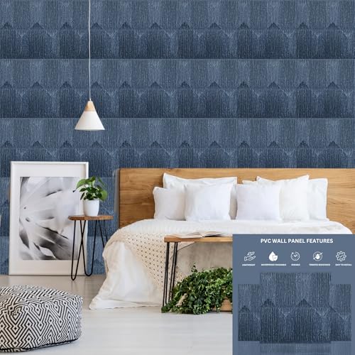 Image of Kayra Decor PVC Panel for Wall Artisian Design Electric Blue Color 19.7 inch x 19.7 inch (Pack of 12) - Covers 32.34 Sq. Ft.