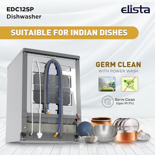 Image of Elista Dishwasher | 12 place setting | 6 Wash program Perfect for Indian Kitchen| | Intensive 65�C Wash programme|A++ Energy rating| EDC 12 SP