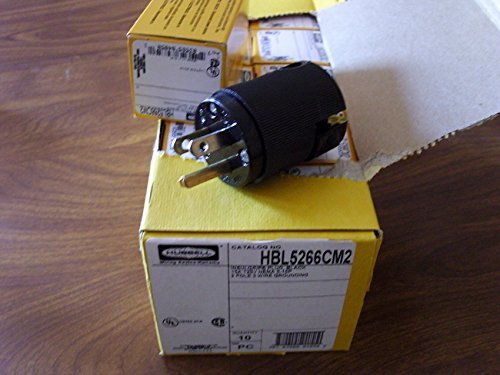 5266CBK, HBL5266CM2 15A 125V U/G Edison Male Plug ( All Black ) Box of 10