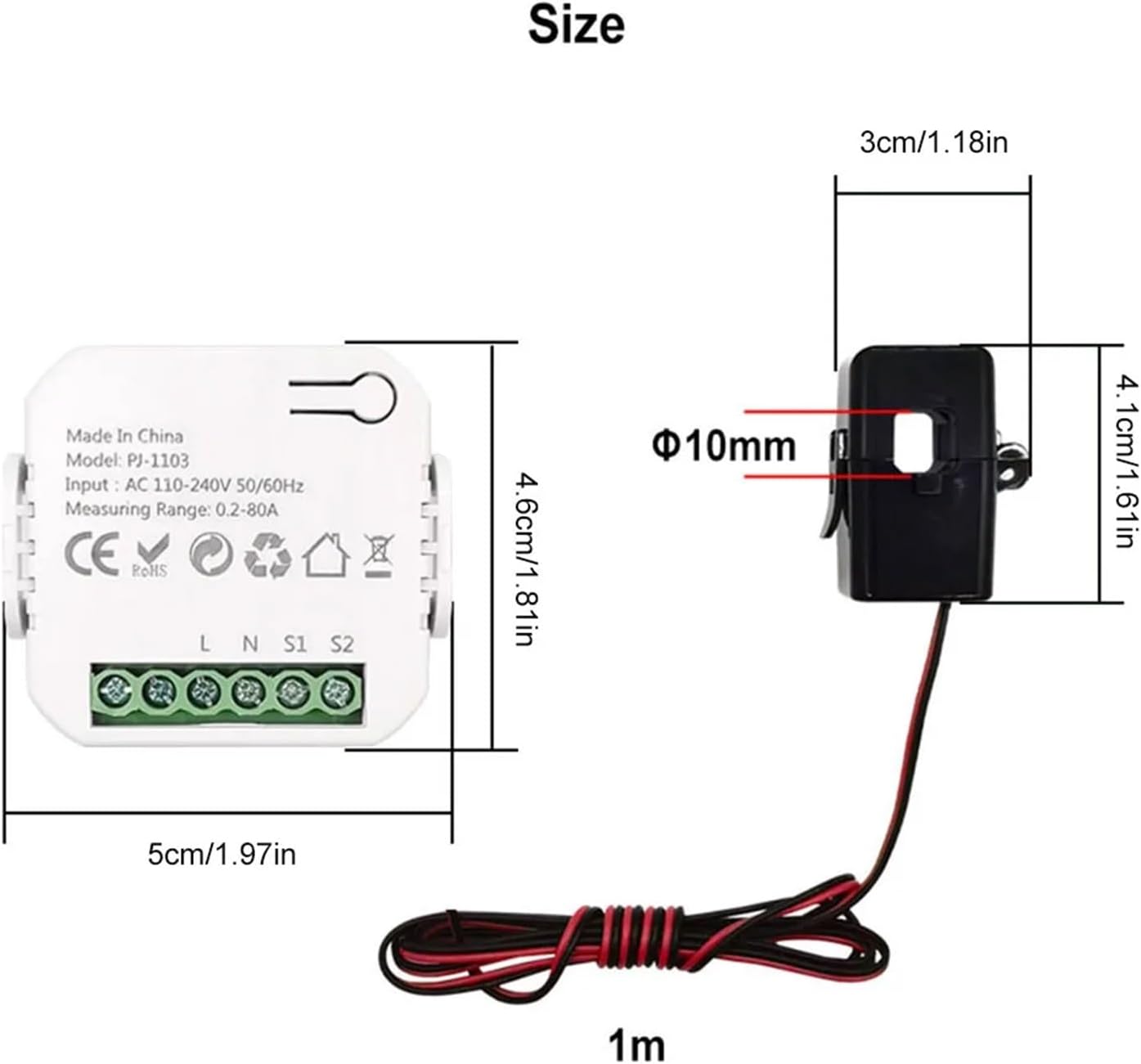 100-240V AC electricity meter CT clamp sensor