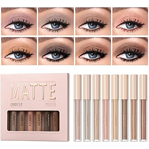 8 Colours Matte Liquid Eyeshadow Set Velvet Highly Pigmented Smokey Black Nude Eyeshadow Long Lasting Quick Drying Eye Shadow Make Up Kits (Set A) Cover