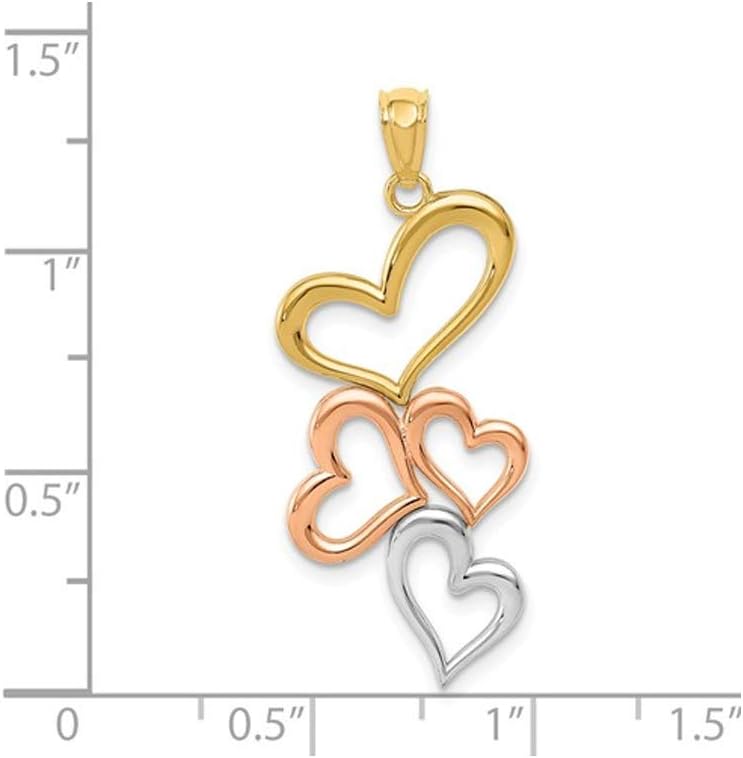 14K Yellow and Rose Gold Open Hearts Pendant Necklace with Chain - Image 3