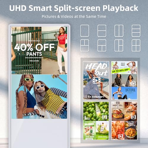 Image of 32'' Digital Signage Display Smart Android LCD Sign Kiosk Electronic Menu Board Advertising Display Screen Monitor HDMI WiFi USB 2K Media Video Player (TouchScreen,White)