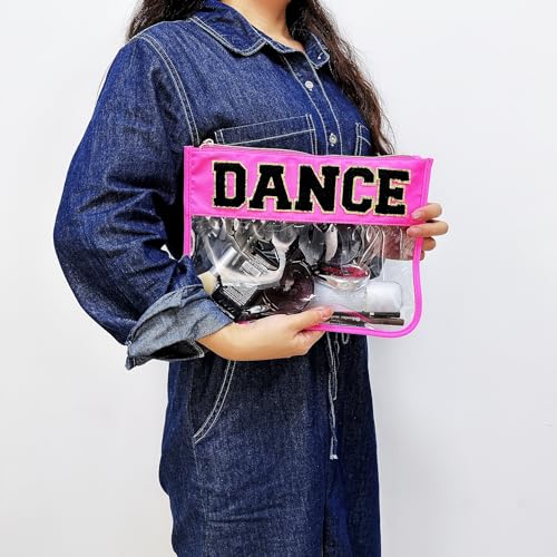Clear Dance Bag - Chenille Letter Makeup Pouch, Preppy Gifts for Dance Teachers and Competitions, Cosmetic Toiletry Zipper Accessories for Women and Girls4