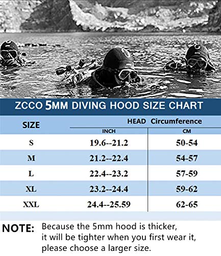 Zcco Scuba Diving Hood 5Mm Neoprene Wetsuit Hood Durable Stretchable Diving Cap, Surfing Thermal Hood For Snorkeling Kayaking Sailing Canoeing Water Sports (5Mm, L) #TOP3