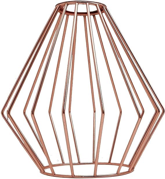 Metal Wire cage Lampshade, Vintage Industrial Cage Chandelier Lamp Shade Wall Lamp Ceiling Wire cage for Kitchen, Living Room, hallways (Rose Gold) — image 1