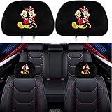 luoji 2 Pack Headrest Covers for Mickey Mouse Minnie, Soft Black Fabric Head Rest Cover Universal...