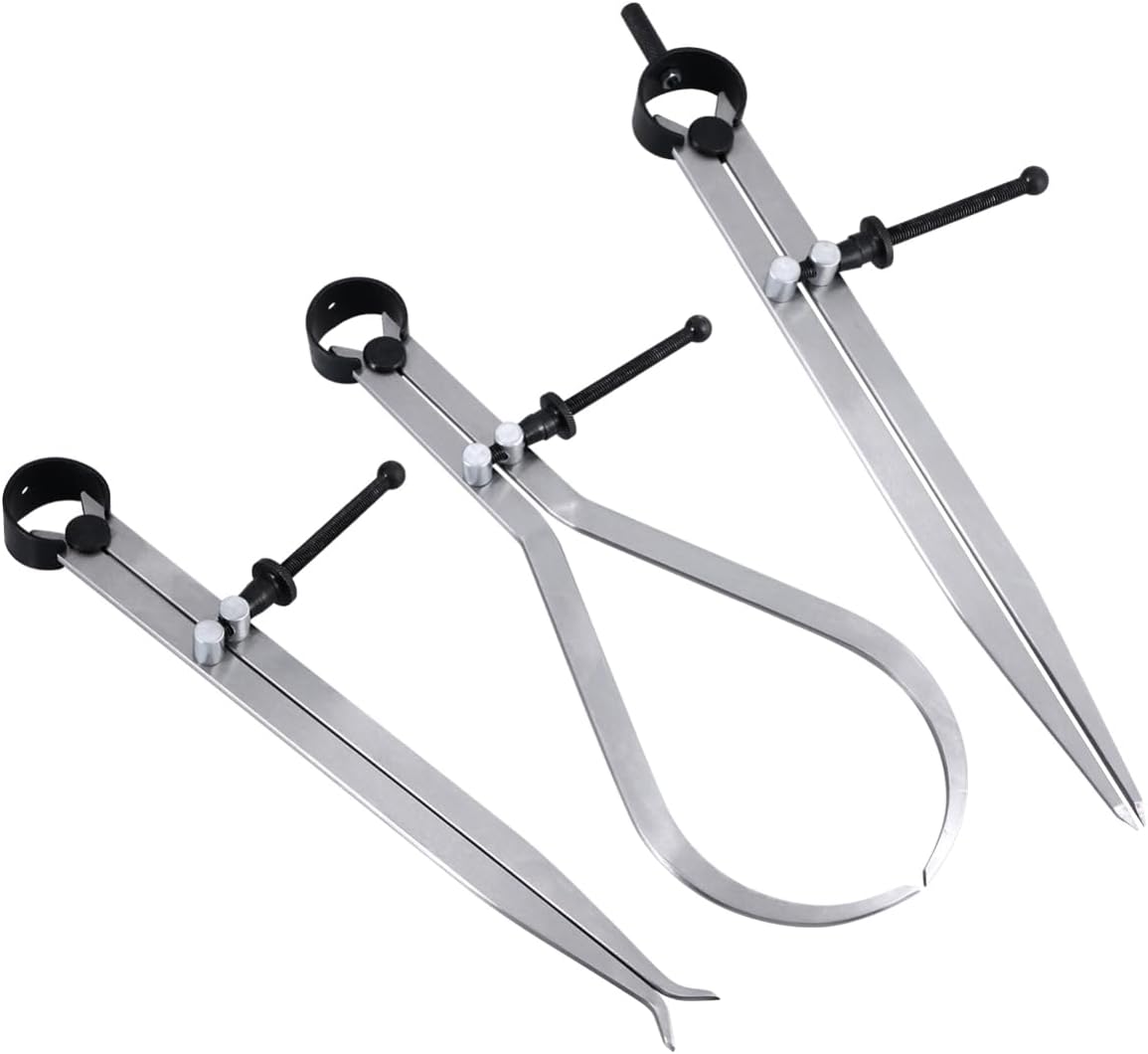 TOKIDNY 3 Pcs 8 Inch Caliper Set Spring Divider Inside ID Outside OD Calipers Fine Adjustment Measuring Tools for Woodworking and Metalworking