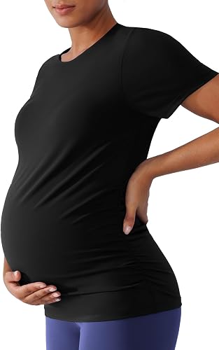 BRXL Buttery Soft Womens Maternity T Shirts Pregnancy Tee Top Black