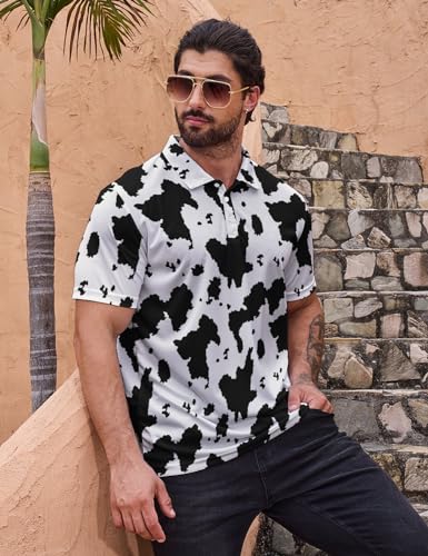 Men's Golf Shirt Funny Polo Shirts Button Up Short Sleeve Party Outfit Shirt for Men4