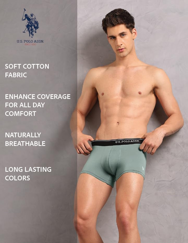 Image of U.S. Polo ASSN. Men's OET18 Cotton Stretch Breathable Underwear Trunks - Pack of 2
